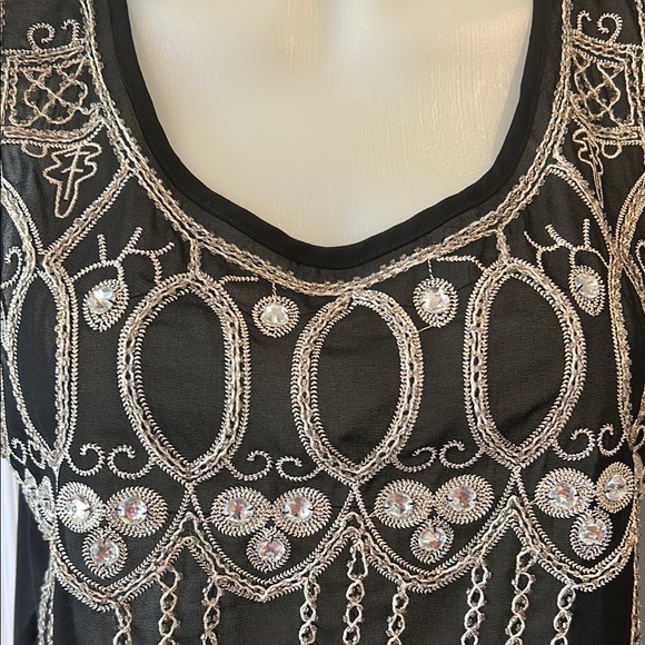 Freeway Tops - Embellished Sheer Black Sleeveless Top